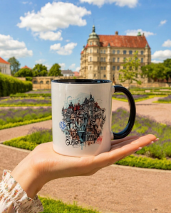 Tasse aus Keramik mit Güstrow-Motiv